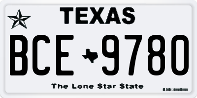 TX license plate BCE9780