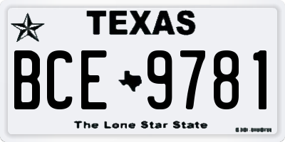 TX license plate BCE9781