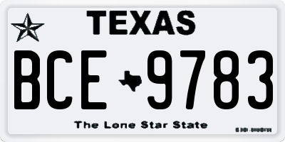 TX license plate BCE9783