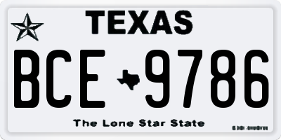 TX license plate BCE9786