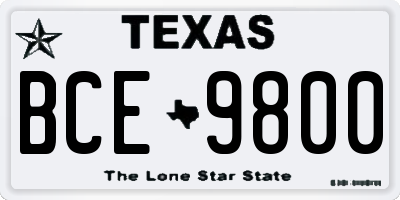 TX license plate BCE9800