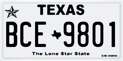 TX license plate BCE9801