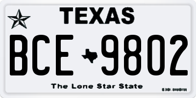TX license plate BCE9802