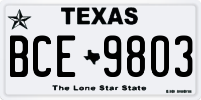 TX license plate BCE9803