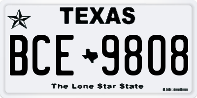TX license plate BCE9808