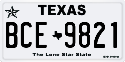 TX license plate BCE9821