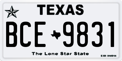 TX license plate BCE9831
