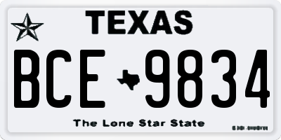 TX license plate BCE9834
