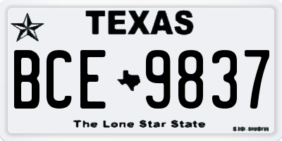 TX license plate BCE9837
