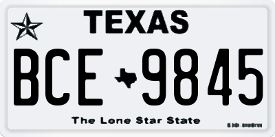 TX license plate BCE9845