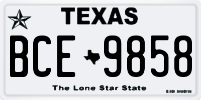 TX license plate BCE9858