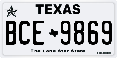 TX license plate BCE9869