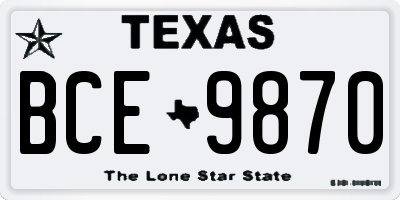 TX license plate BCE9870