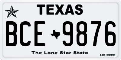 TX license plate BCE9876