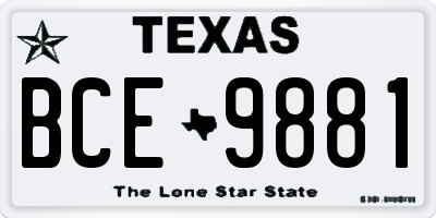 TX license plate BCE9881