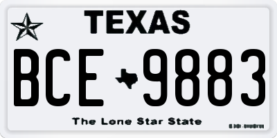 TX license plate BCE9883