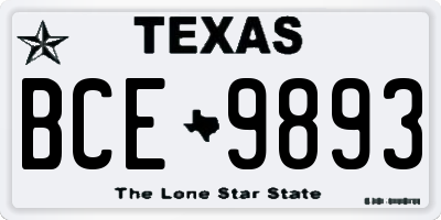 TX license plate BCE9893