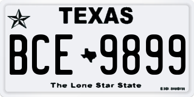 TX license plate BCE9899