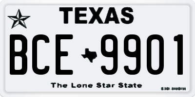 TX license plate BCE9901
