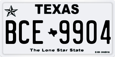 TX license plate BCE9904