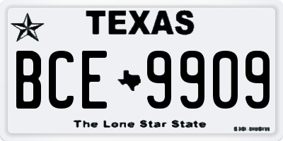 TX license plate BCE9909