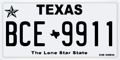 TX license plate BCE9911