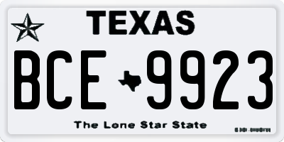 TX license plate BCE9923
