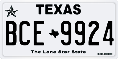 TX license plate BCE9924
