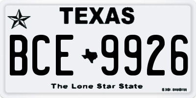 TX license plate BCE9926