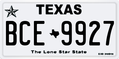 TX license plate BCE9927