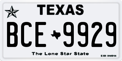 TX license plate BCE9929