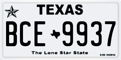 TX license plate BCE9937