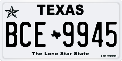 TX license plate BCE9945