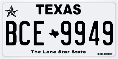 TX license plate BCE9949