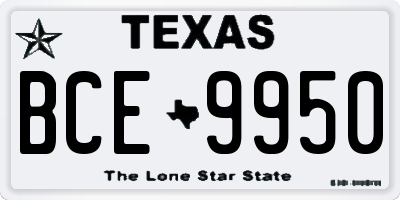 TX license plate BCE9950