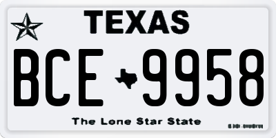 TX license plate BCE9958