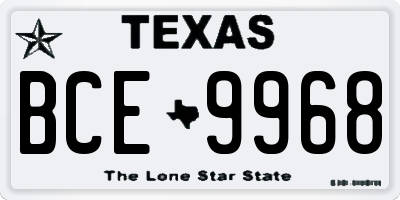 TX license plate BCE9968