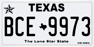 TX license plate BCE9973