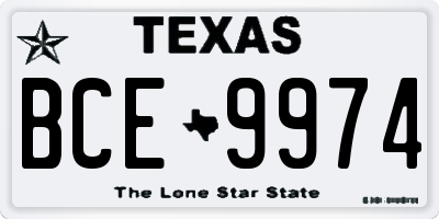 TX license plate BCE9974