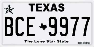 TX license plate BCE9977
