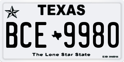 TX license plate BCE9980