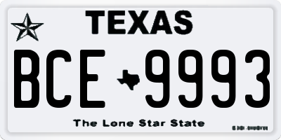TX license plate BCE9993