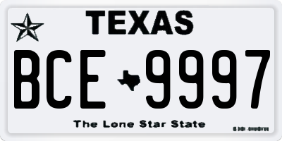 TX license plate BCE9997