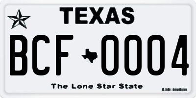 TX license plate BCF0004