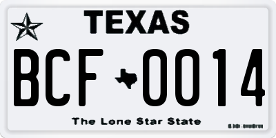 TX license plate BCF0014