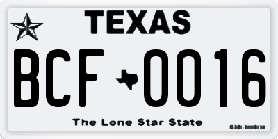 TX license plate BCF0016