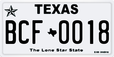 TX license plate BCF0018