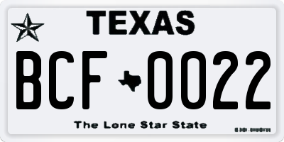TX license plate BCF0022