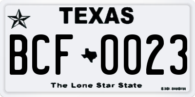 TX license plate BCF0023