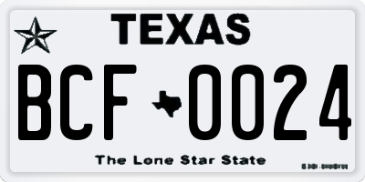TX license plate BCF0024